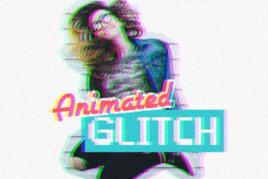 Animierter Glitch Effekt, kostenlose PSD Aktion