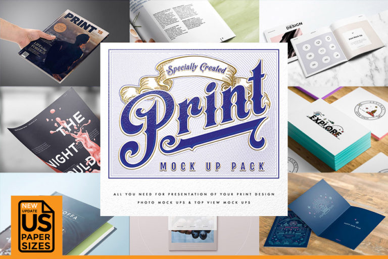 Print Design Mockup Set - Präsentationsvorlagen im Photoshop Format