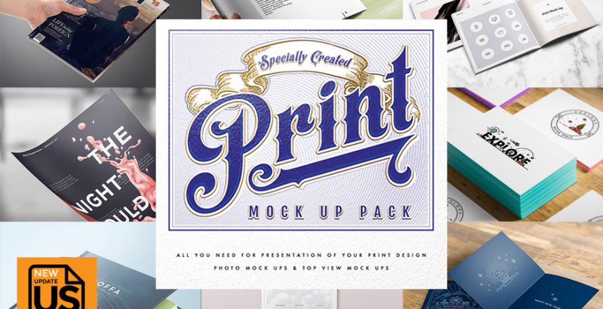 Print Design Mockup Set - Präsentationsvorlagen im Photoshop Format